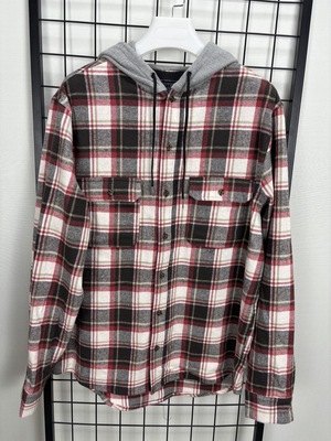 S250134 Men's Flannel Hooded Shirts